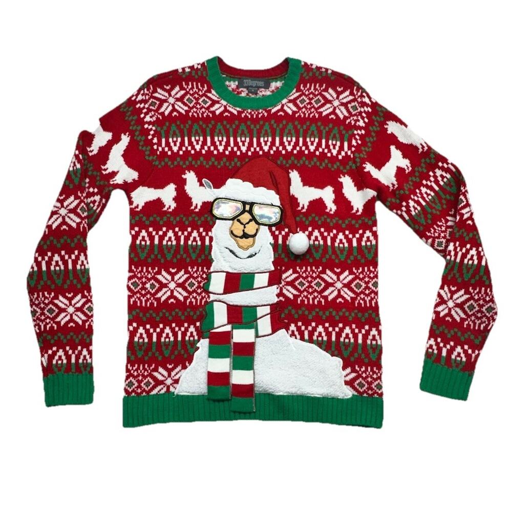 Ugly Christmas Sweater 33 Degrees Men's Small Long Sleeve Llama Holiday Party